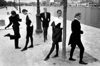 FRANCE. Paris. Canal St Martin. Models pose for fashion collection. 1987.
